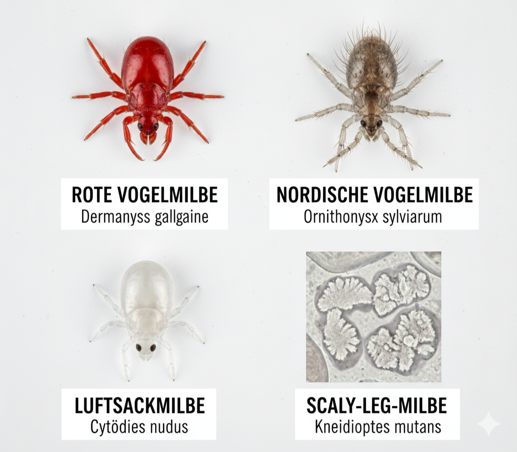 Milbenbekämpfung bei Vögeln Schutz vor Blutmilben und Varroa