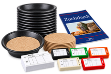 Eurital Zucht-Set für Brieftaubenzüchter: 10 Nistschalen 23 cm + 10 Kokos-Einlagen + 100 Nestkarten + 100 Halter + Zuchtbuch A4 gratis