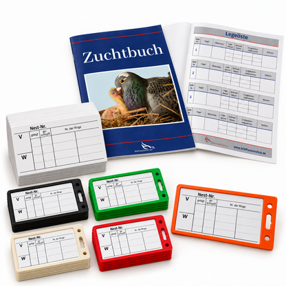 Eurital Zucht-Set für Brieftaubenzüchter: 10 Nistschalen 23 cm + 10 Kokos-Einlagen + 100 Nestkarten + 100 Halter + Zuchtbuch A4 gratis