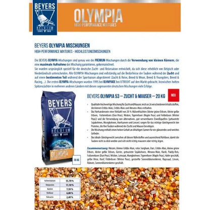 Beyers Belgium Beyers Olympia 53 - Zucht & Mauser 20kg - Animals & Pet Supplies > Pet Supplies > Bird Supplies > Bird Food