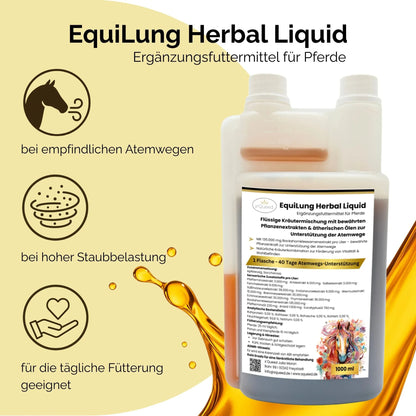 EquiLung Herbal Liquid 1000ml – flüssiges Ergänzungsfuttermittel zur Unterstützung der Atemwege bei Pferden