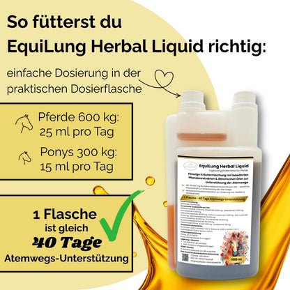 EquiLung Herbal Liquid 1000ml – flüssiges Ergänzungsfuttermittel zur Unterstützung der Atemwege bei Pferden