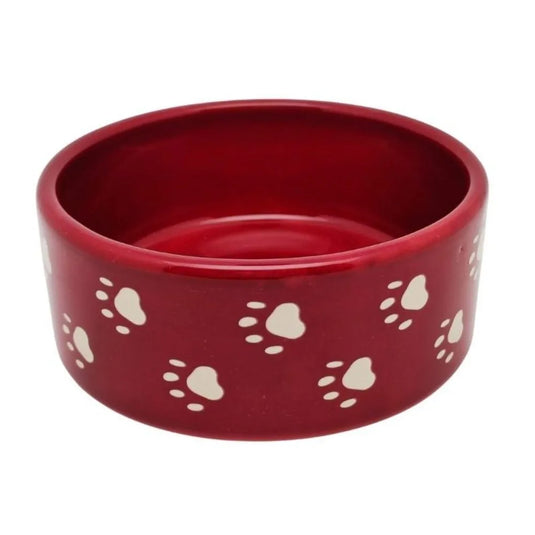Eurital Eurital red clay ceramic bowl with paws 350ml dishwasher-safe - Animals & Pet Supplies > Pet Supplies > Pet Bowls, Feeders & Waterers > Bowls