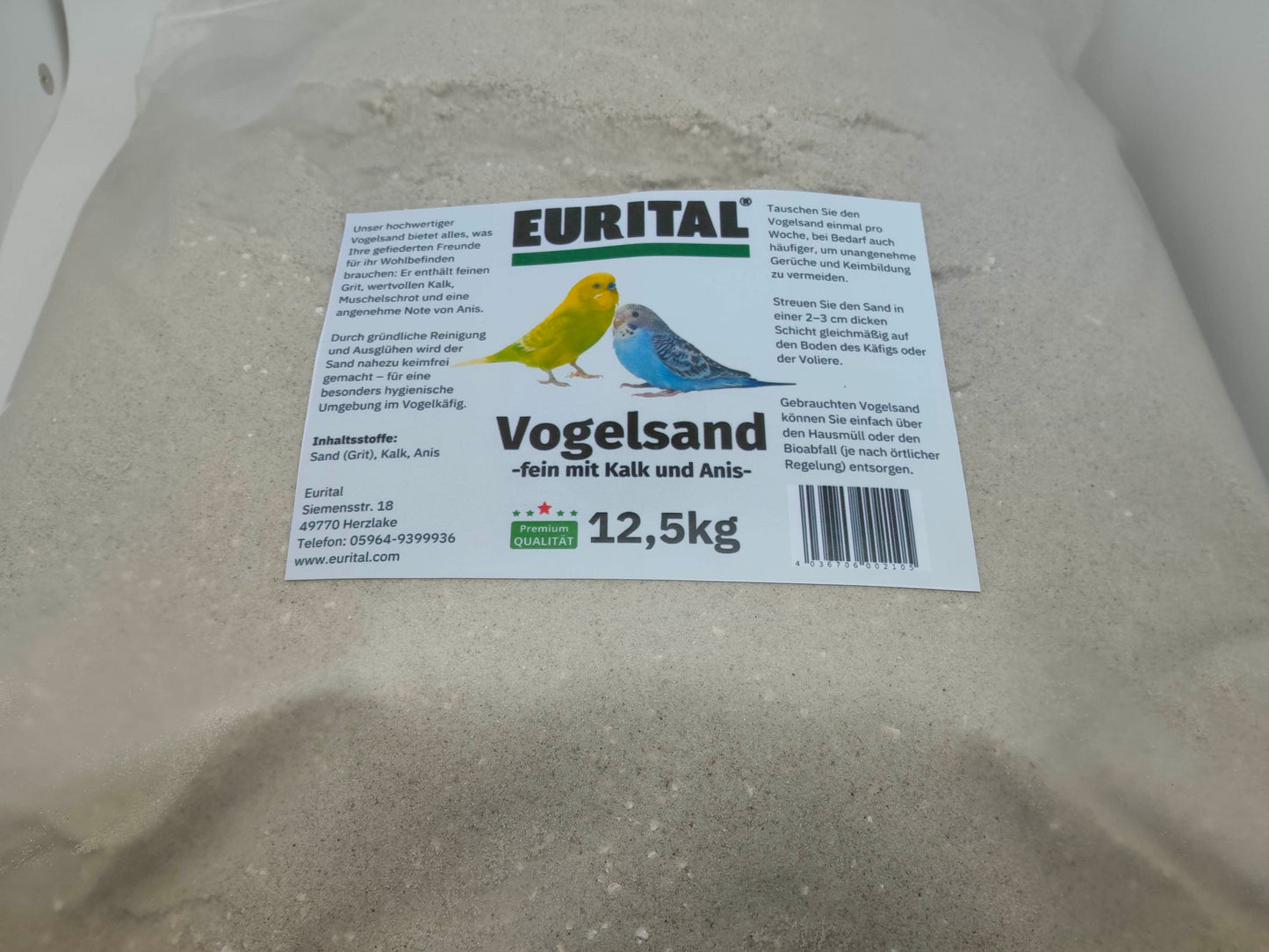 Eurital Vogelsand mit Kalk & Anis