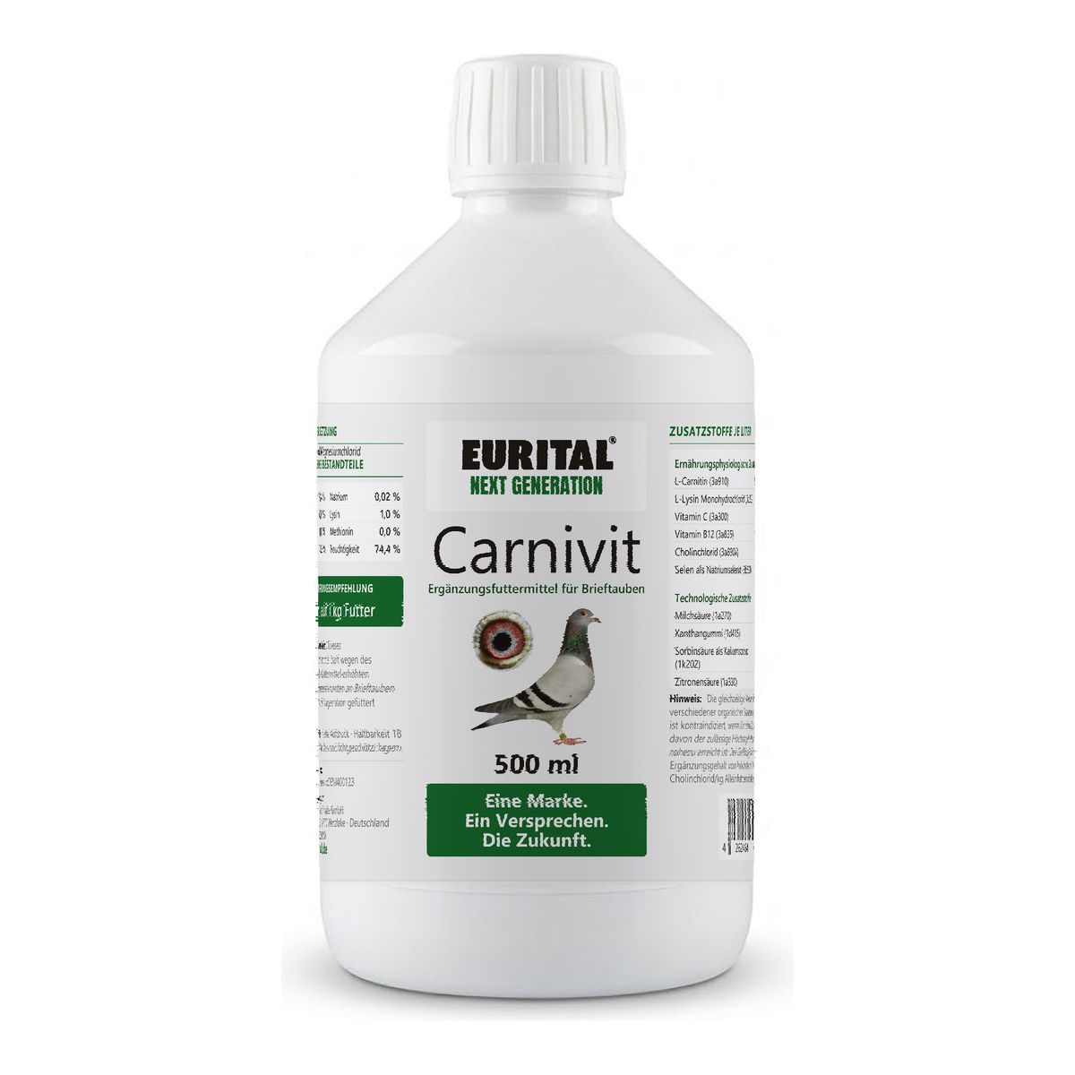 Eurital Carnivit 500 ml – flüssiges Ergänzungsfuttermittel mit L-Carnitin für Brieftauben